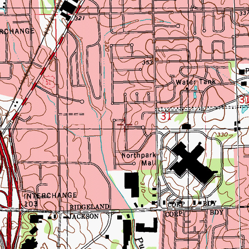 Topographic Map of Greenbrook, MS