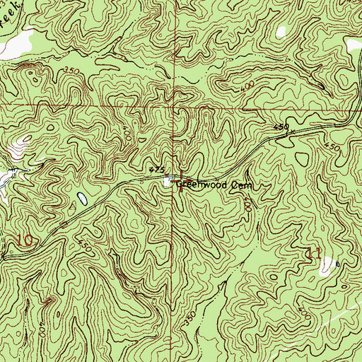 Topographic Map of Greenwood Church (historical), MS