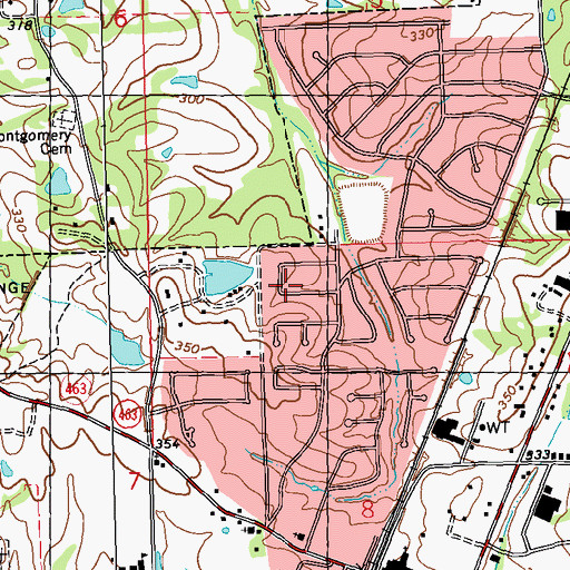 Topographic Map of Hunters Creek, MS