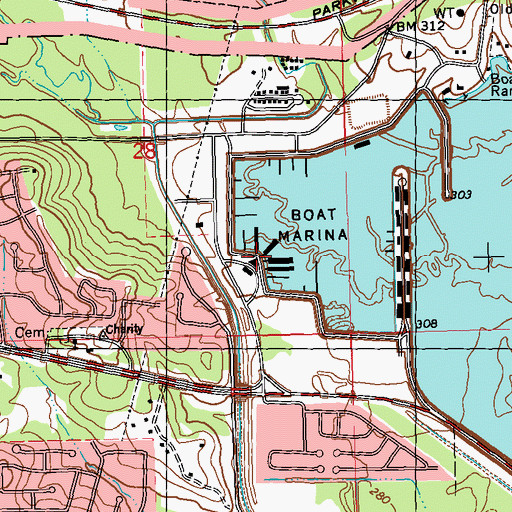 Topographic Map of Main Harbor, MS