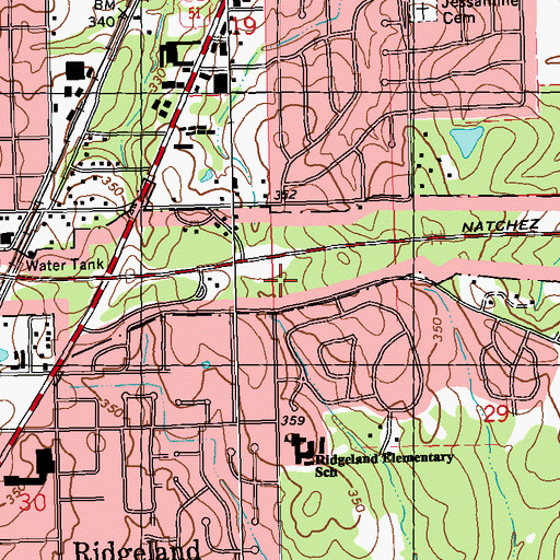 Topographic Map of Mississippi Crafts Center, MS