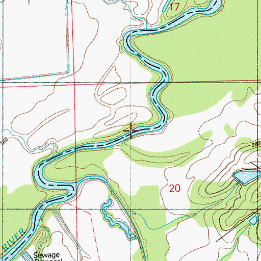 Topographic Map of McNamaras Ferry (historical), MS