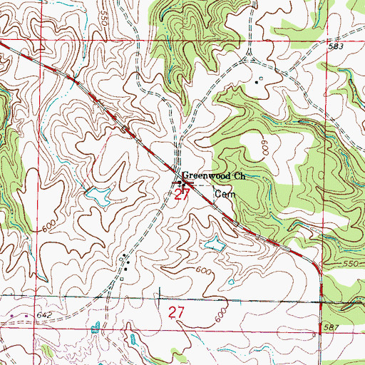 Topographic Map of Greenwood School (historical), MS