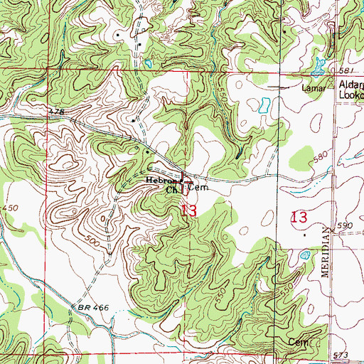 Topographic Map of Hebron School (historical), MS