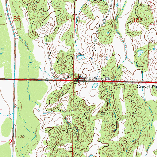 Topographic Map of Living Christ Church, MS
