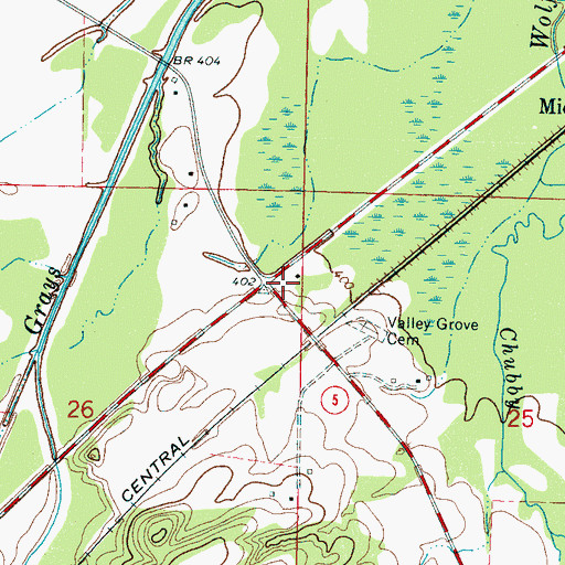 Topographic Map of Michigan City School (historical), MS