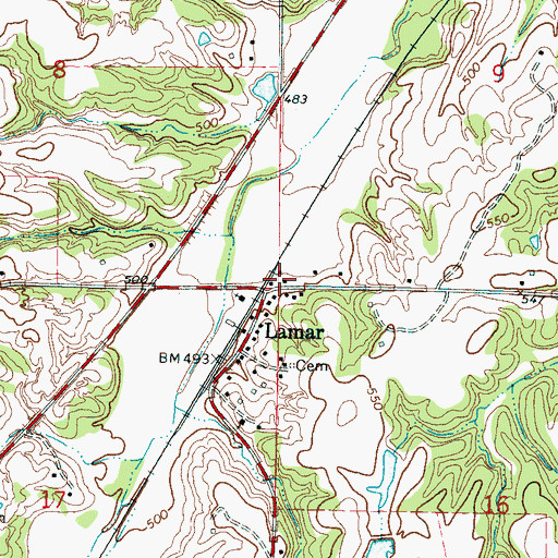 Topographic Map of Sandhill Baptist Church, MS