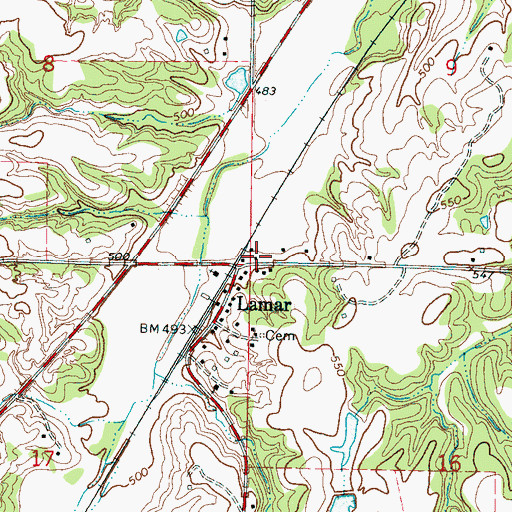 Topographic Map of Sand Hill School (historical), MS