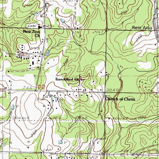 Topographic Map of Sanctified Church, MS
