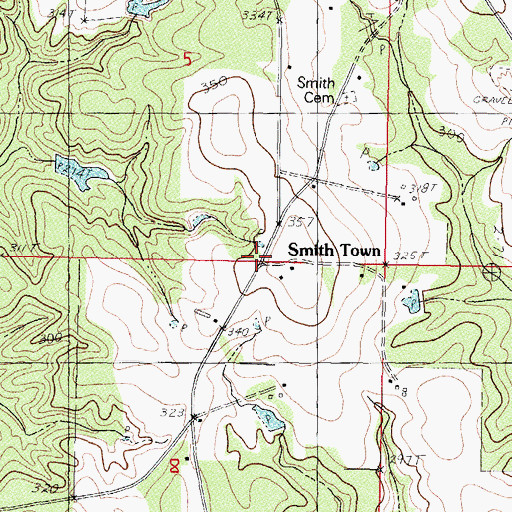 Topographic Map of Smith Town, MS