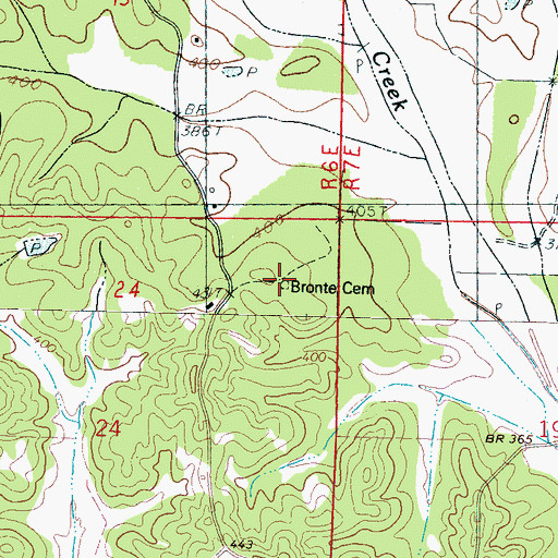 Topographic Map of Bronte Cemetery, MS