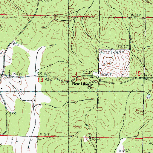 Topographic Map of Dabney (historical), MS