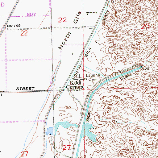 Topographic Map of Laguna Cemetery, AZ