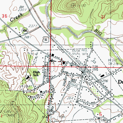 Topographic Map of Duck Hill Baptist Church, MS