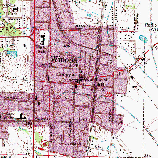 Topographic Map of First Baptist Church, MS