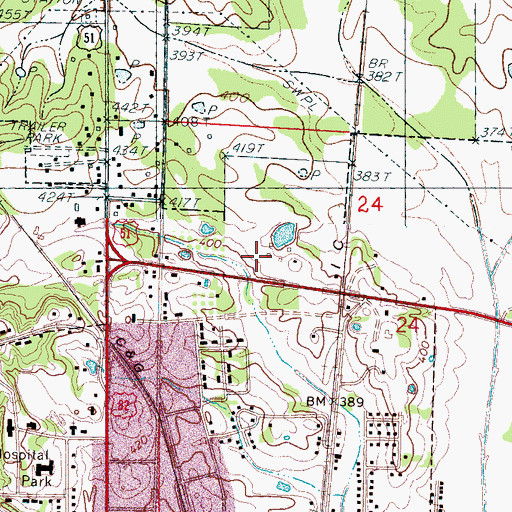 Topographic Map of First Presbyterian Church, MS