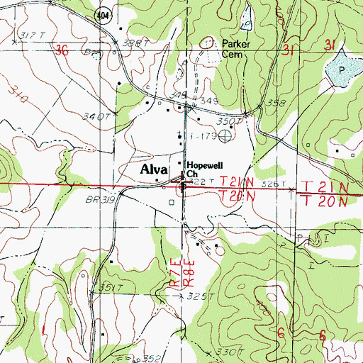 Topographic Map of Hopewell Church, MS