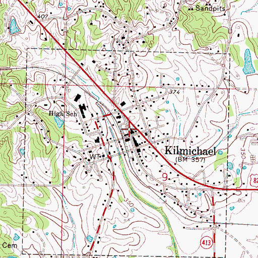 Topographic Map of Kilmichael Baptist Church, MS