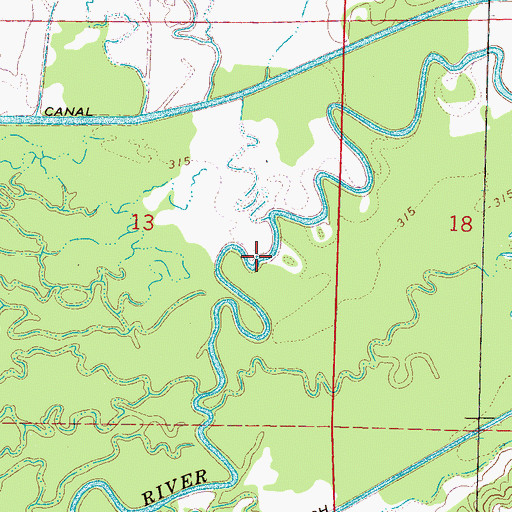 Topographic Map of Lindsay Bridge (historical), MS
