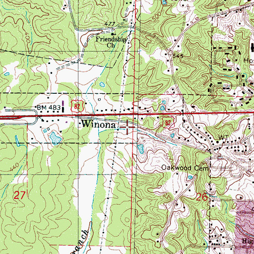 Topographic Map of Middleton (historical), MS