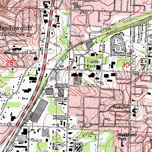 Topographic Map of Industrial Plaza Shopping Center, AR
