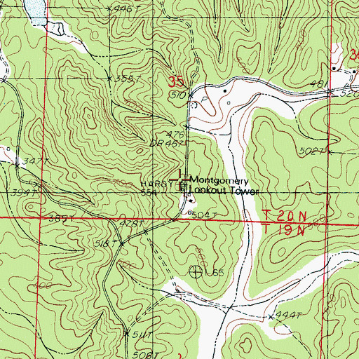 Topographic Map of Montgomery Lookout Tower, MS