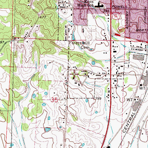 Topographic Map of Moore Memorial United Methodist Church, MS