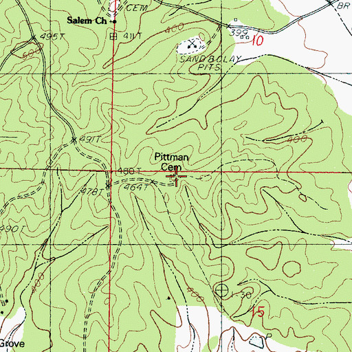 Topographic Map of Pittman Cemetery, MS