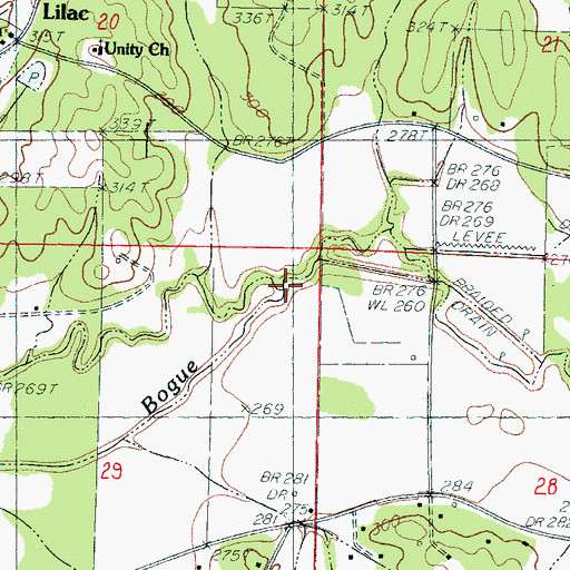Topographic Map of Red Hill Branch, MS