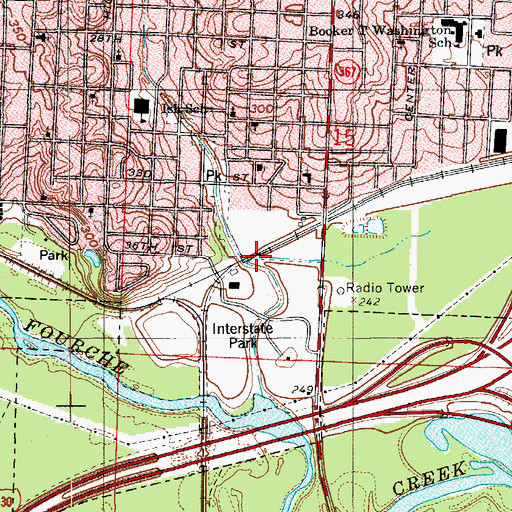 Topographic Map of Interstate Park, AR