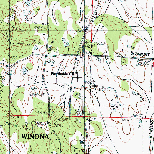 Topographic Map of Winona Baptist Temple, MS