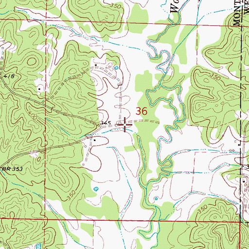 Topographic Map of Wolf Creek (historical), MS