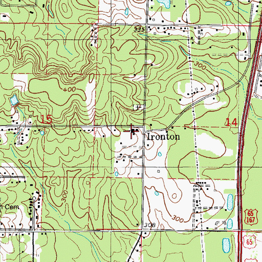 Topographic Map of Ironton Baptist Church, AR