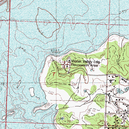 Topographic Map of Water Valley Landing Recreation Area, MS