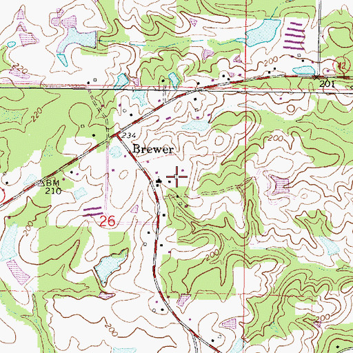 Topographic Map of Brewer School (historical), MS