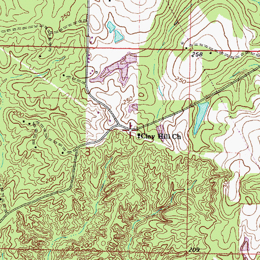 Topographic Map of Clay Hill School (historical), MS