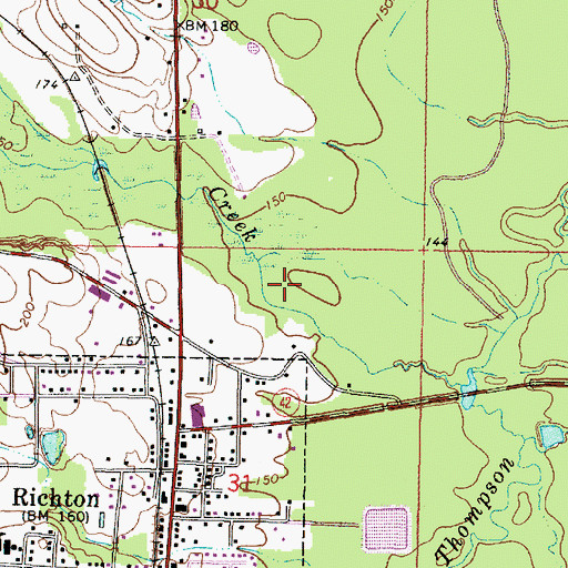 Topographic Map of Meadows Mill (historical), MS