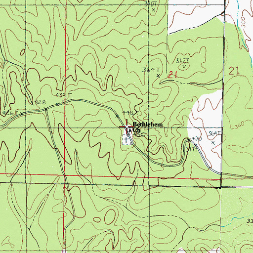Topographic Map of Bethlehem (historical), MS