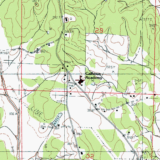 Topographic Map of Calhoun Academy, MS
