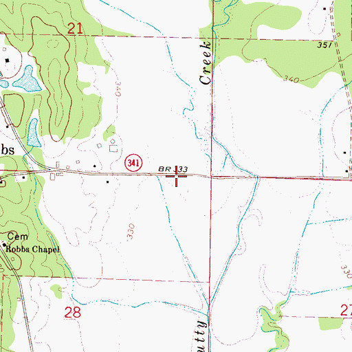 Topographic Map of Carrs Precinct (historical), MS