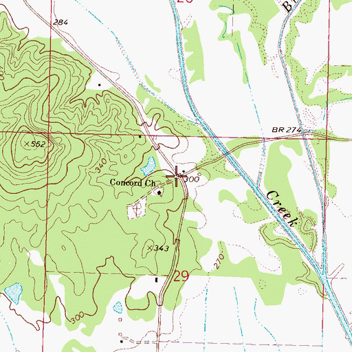 Topographic Map of Concord (historical), MS