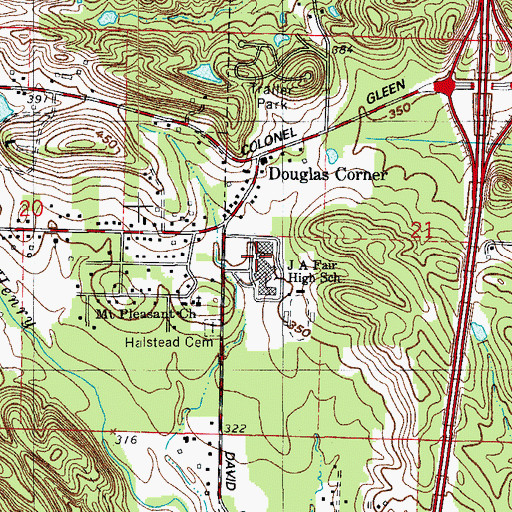 Topographic Map of J A Fair High School, AR