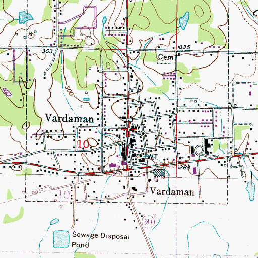 Topographic Map of First Baptist Church, MS