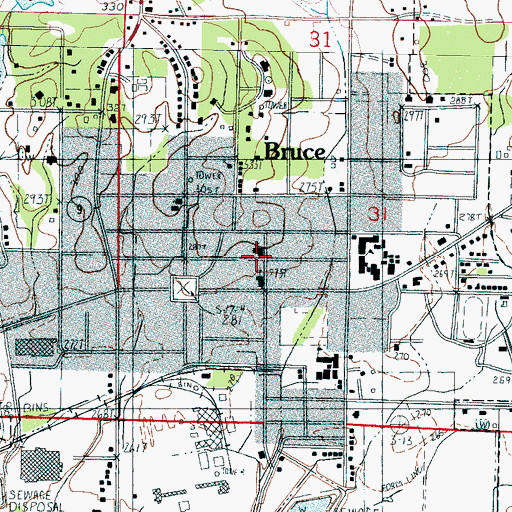 Topographic Map of First Baptist Church, MS