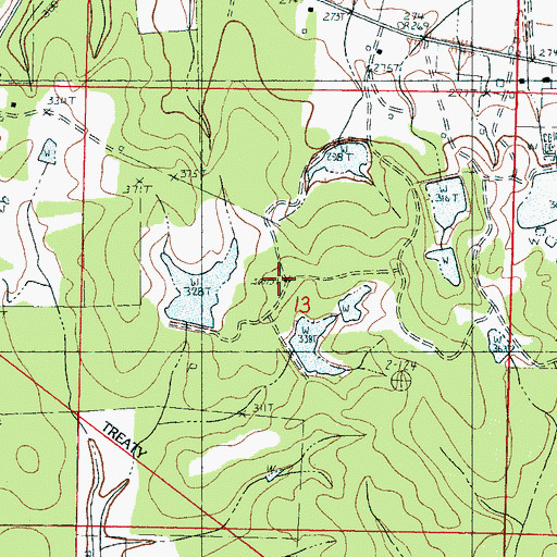 Topographic Map of Hopewell (historical), MS