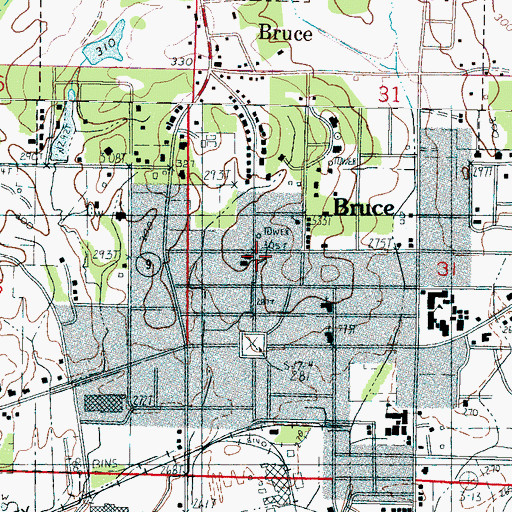 Topographic Map of Jesse Yancy Memorial Library, MS