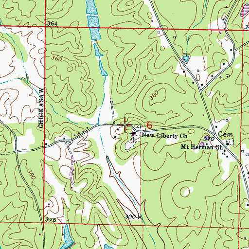 Topographic Map of New Liberty, MS