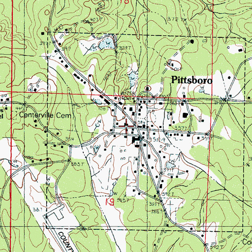 Topographic Map of Pittsboro Baptist Church, MS