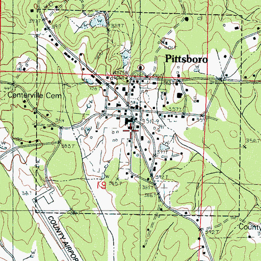 Topographic Map of Pittsboro United Methodist Church, MS