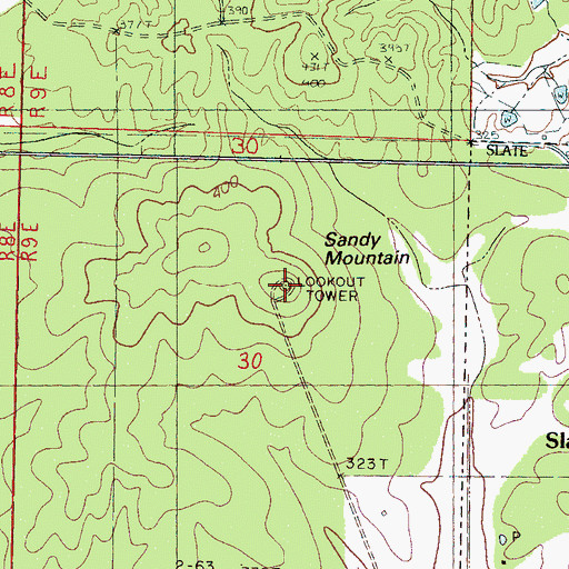 Topographic Map of Sandy Mountain, MS